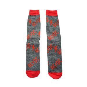 Classic Rockband ACDC Red and Gray Size 6/5-11 (Fabric Socks Unisex)